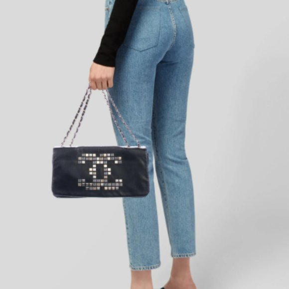 CHANEL Mosaic Logo LambSkin Leather Chain Flap Bag - Picture 4 of 8